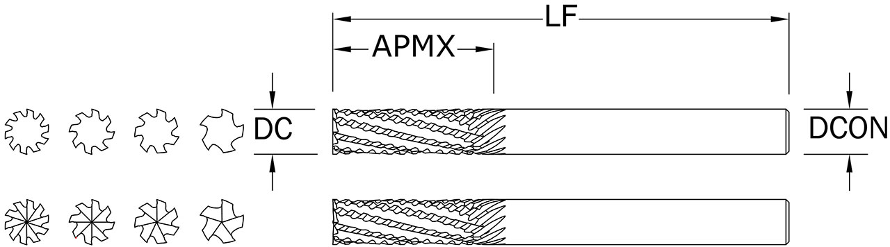 SGS 12.00mm Dia, 10 Flute, Router - 82988 - Drawing 1