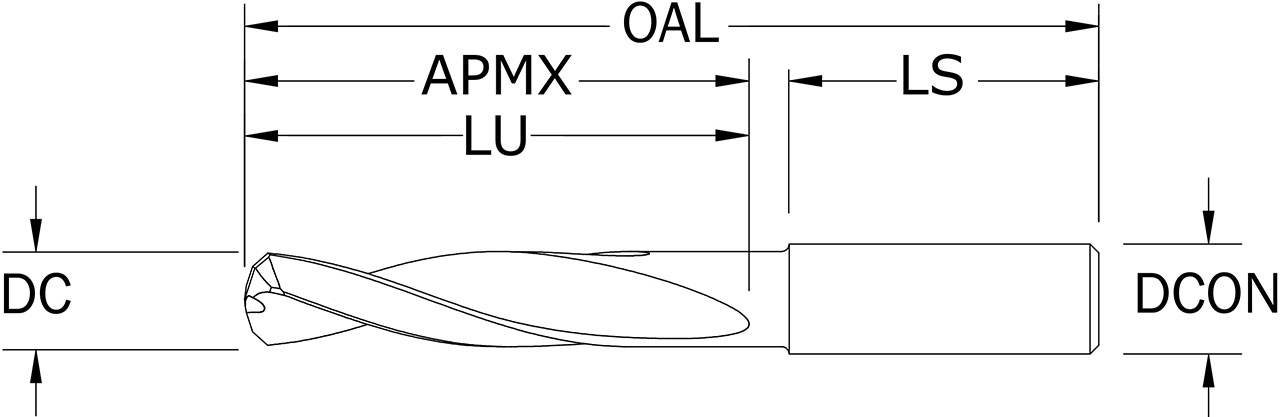 SGS #8, 145 Degree Point, Solid Carbide Drill - 50014 - Drawing 1