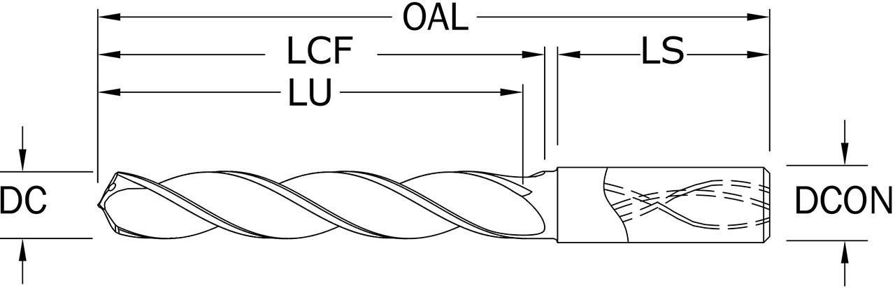 SGS 5.80mm Dia, 124 Degree Point, Solid Carbide Drill - 65188 - Drawing 1