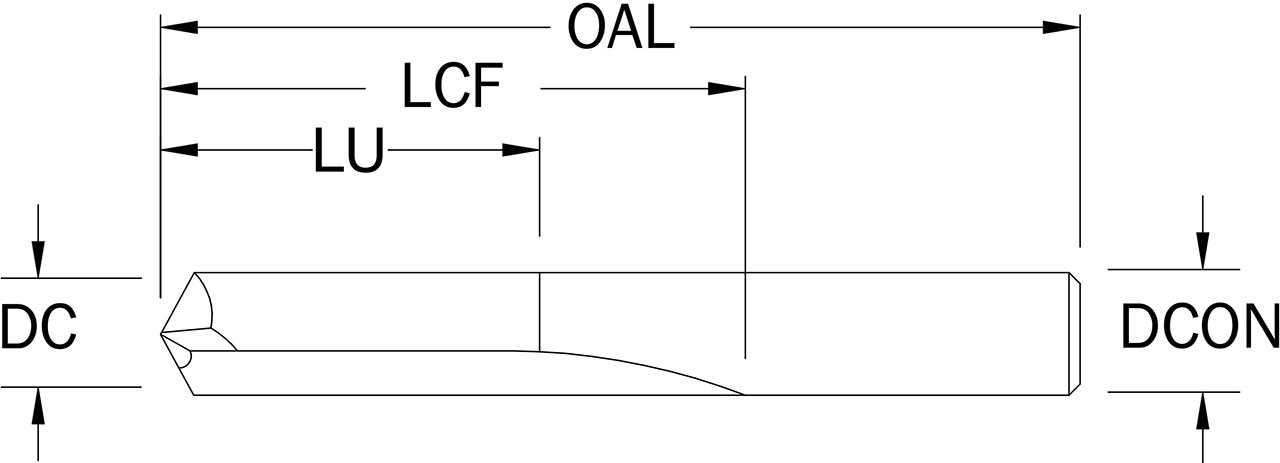 SGS #25, 140 Degree Point, Solid Carbide Drill - 56025 - Drawing 1