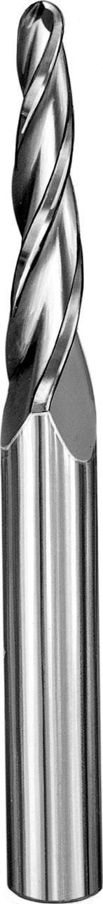 1/4" Dia, 3 Flute, Tapered (Ball) End Mill - 32430