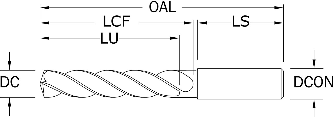 SGS 1/4" Dia, 145 Degree Point, Solid Carbide Drill - 51511 - Drawing 1