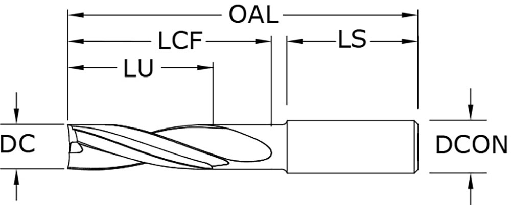 SGS 11.90mm Dia, 180 Degree Point, Solid Carbide Drill - 67166 - Drawing 1