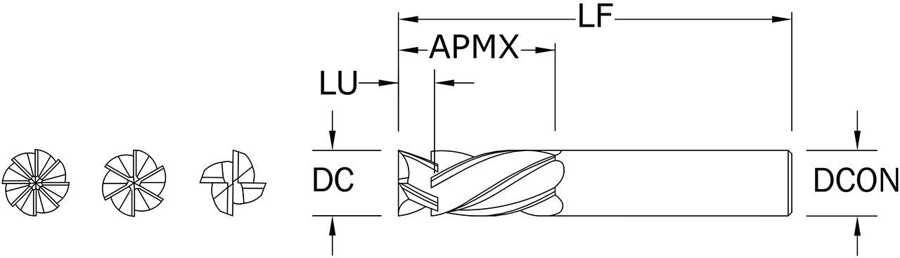 SGS 6.00mm Dia, 4 Flute, Router - 82990 - Drawing 1
