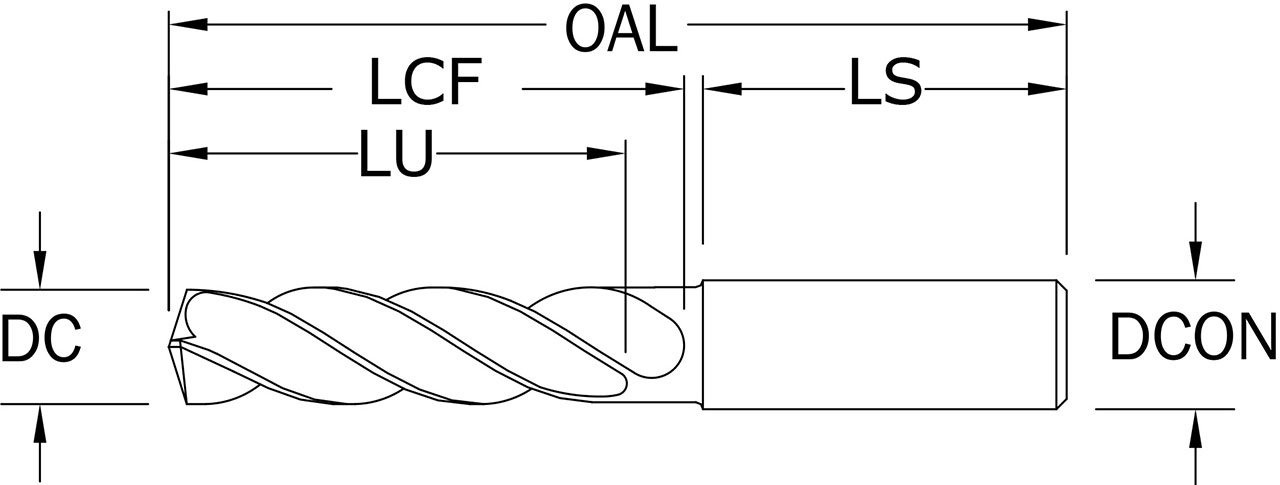 SGS 16.50mm Dia, 145 Degree Point, Solid Carbide Drill - 63205 - Drawing 1