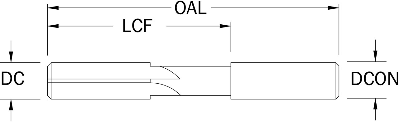 SGS 11/64" Dia, 4 Flute, Straight Flute Accu-Reamer - 70011 - Drawing 1