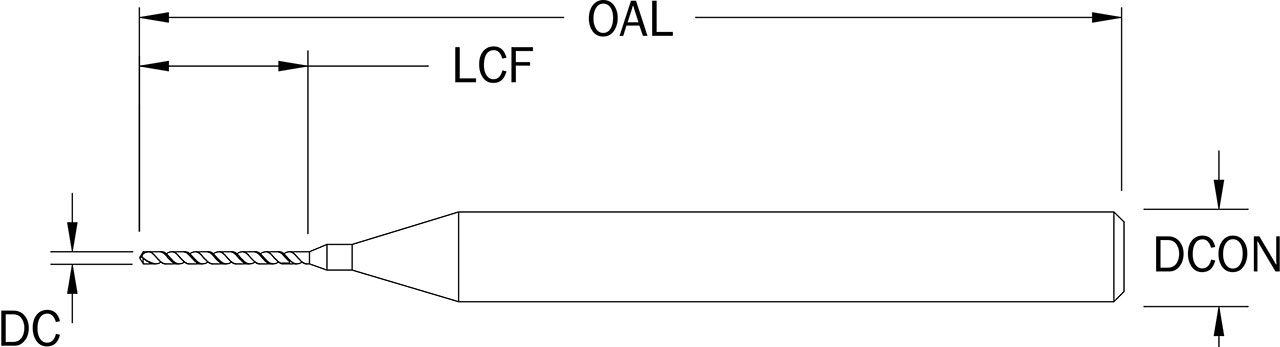 SGS 0.79mm Dia, 130 Degree Point, Solid Carbide Drill - 07455 - Drawing 1