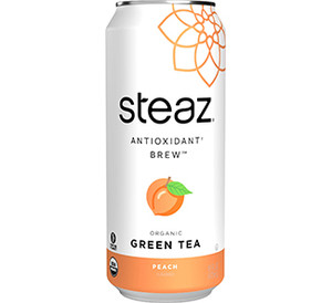 STEAZ GREEN PEACH ICED TEA 12/16oz