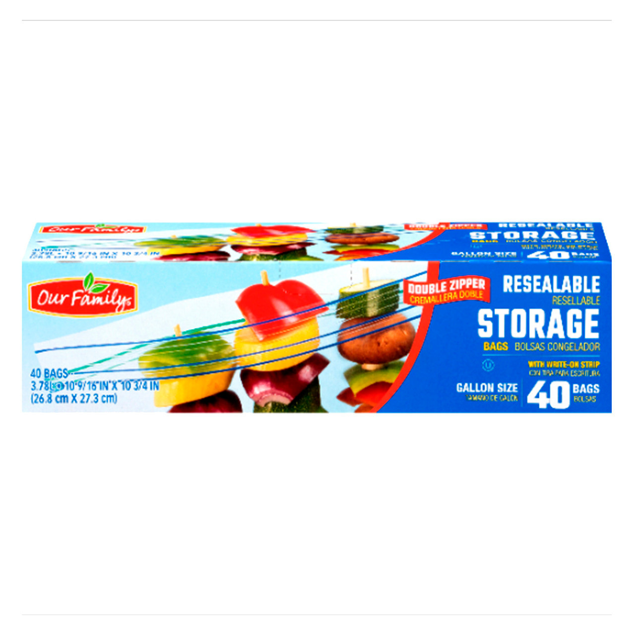 Resealable Storage Bags, Gallon 9/40ct