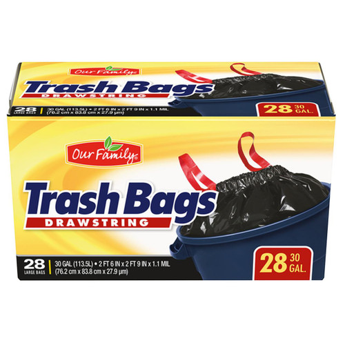 Trash Bags with Drawstring 30gal 6/28ct View Product Image