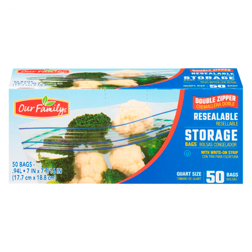 Resealable Storage Bags, Quart 9/50ct View Product Image