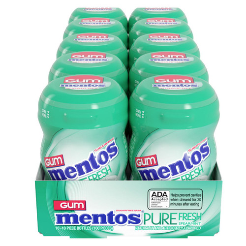 Sugar Free Mentos Fresh Spearmint Gum 10/10pc View Product Image