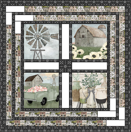 White Cottage Farm Countryside Quilt - Studio E Fabrics