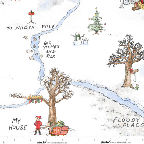 9122MK-07 Snow || Christmas at Pooh Corner Minky