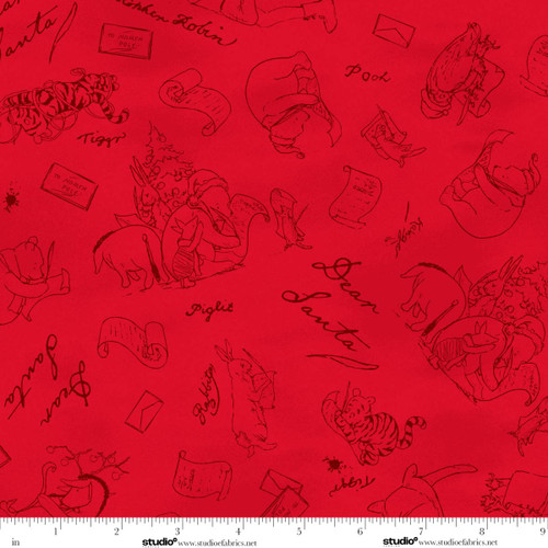 9123MK-88 Red || Christmas at Pooh Corner Minky