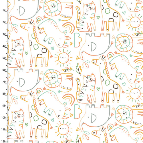 24849 WHITE || Little Wildlings Minky