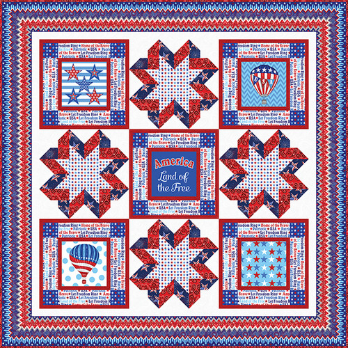 “America Home of the Brave” Free Patriotic Quilt Pattern designed by Heidi Pridemore from Studio e Fabrics