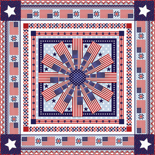 “American Style Quilt #1” Free Patriotic Quilt Pattern designed by Megan Downer from Studio e Fabrics