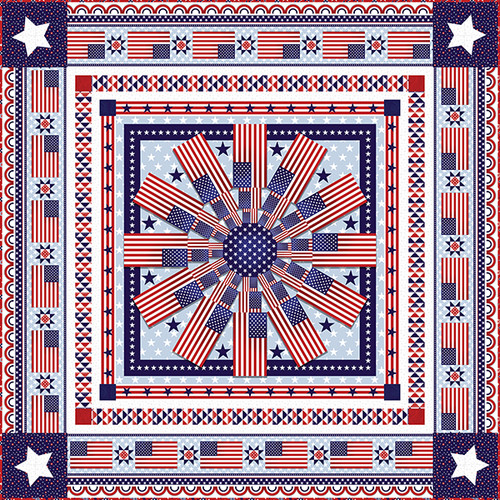 “American Style Quilt #1” Free Patriotic Quilt Pattern designed by Megan Downer from Studio e Fabrics