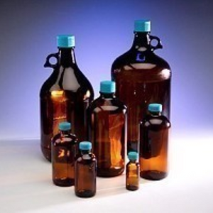 Bottle, Boston Round, 1000 mL, Amber Glass, with 33-400 PTFE Lined Closed Top Cap, 1000 Class, 12/pk Bottle, Boston Round, 1000 mL, Amber Glass, with 33-400 PTFE Lined Closed Top Cap, 1000 Class, 12/pk