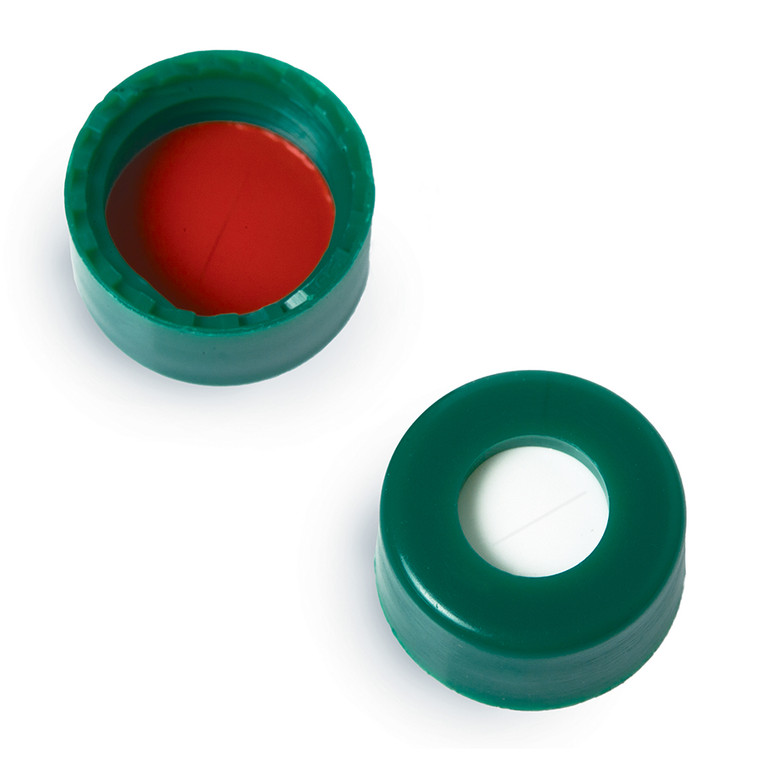Caps, Short Screw, 9 mm, Green, PTFE/Silicone with Slit, 1, 000/pk