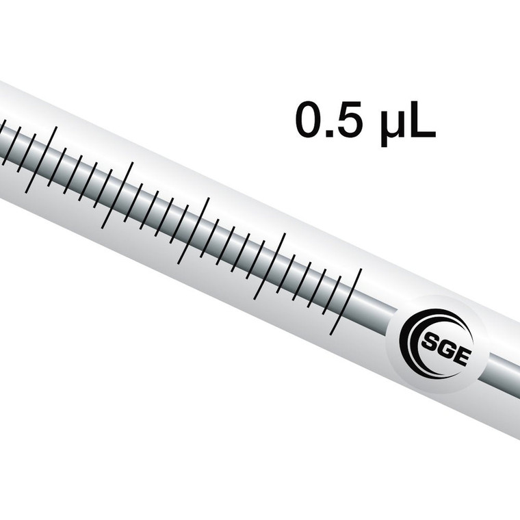 NanoVolume Syringe, SGE, 0.5 µL, 23 Gauge, 5 cm x 0.63 mm OD, Bevel Tipped Needle, Model No. 0.5BNR-5BV
