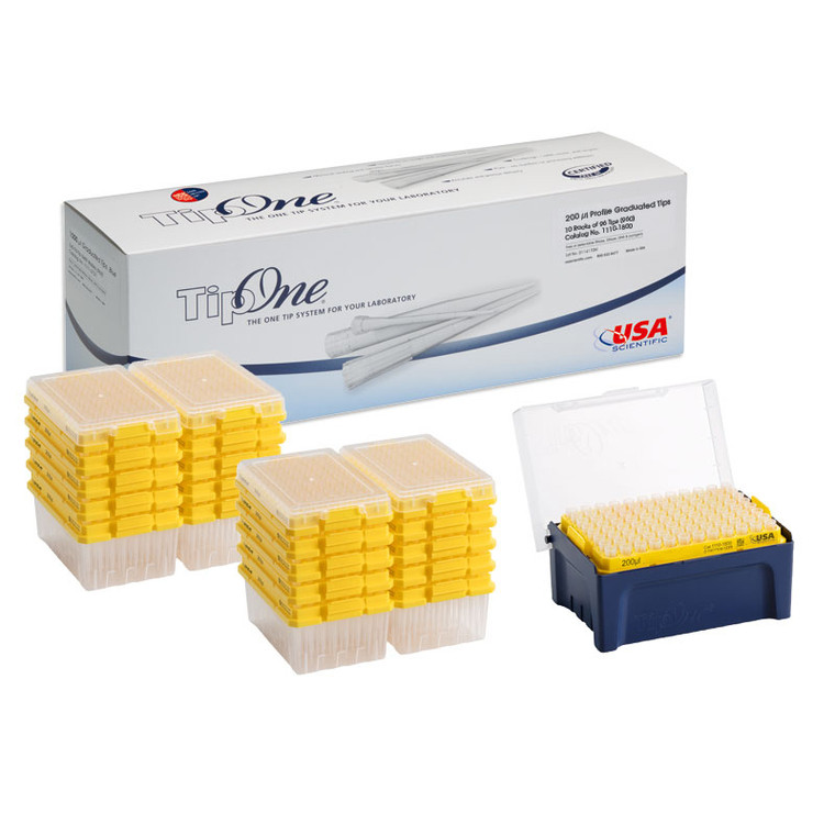 Tipone® 200 µL Natural, Beveled Pipet Tip Starter System, 10 Racks and 2 Packs of Refill Wafers (2880 Tips)