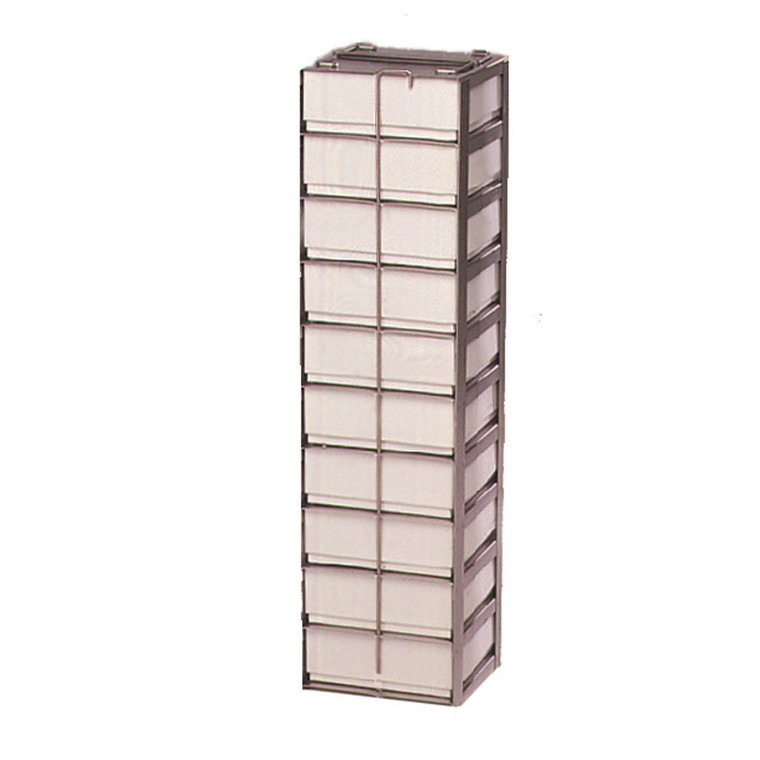 10-Place (1 Long x 10 High) Chest Freezer Rack For 2 In H Boxes, 5 1/2 In L x 5 5/8 In W x 22 In H, Stainless Steel