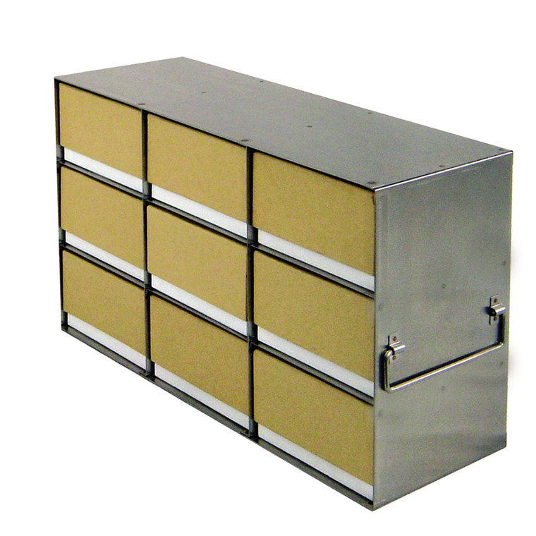 9-Place (3 Long x 3 High) Upright Freezer Rack For 3 In H Boxes, 16 5/8 In L x 5 1/2 In W x 9 5/8 In H, Stainless Steel