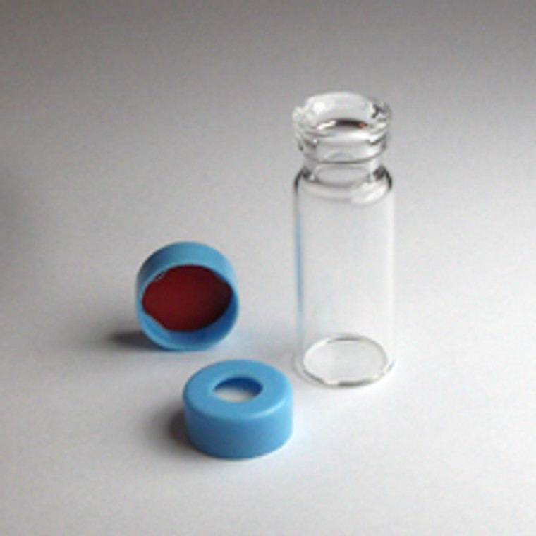 Vial,CHROMSPEC, 2mL,Clear Glass,with 11mm Blue Snap Cap & Red PTFE/White Silicone Septum