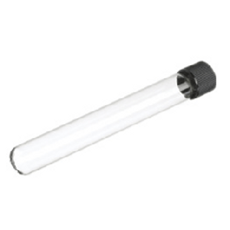 Culture Tube, 11mL, 16X100mm Round Bottom, Clear Glass, with 15-415 Black Cap & Rubber Liner