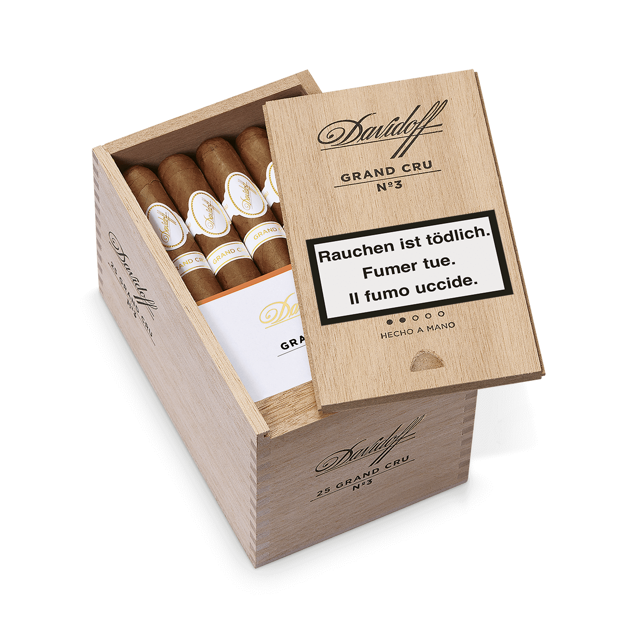 Offene Kiste mit Davidoff Grand Cru No. 3 Zigarren