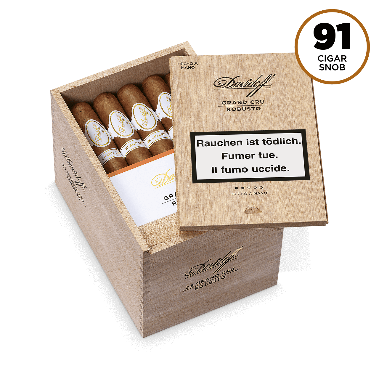 Offene Kiste mit Davidoff Grand Cru Robusto Zigarren