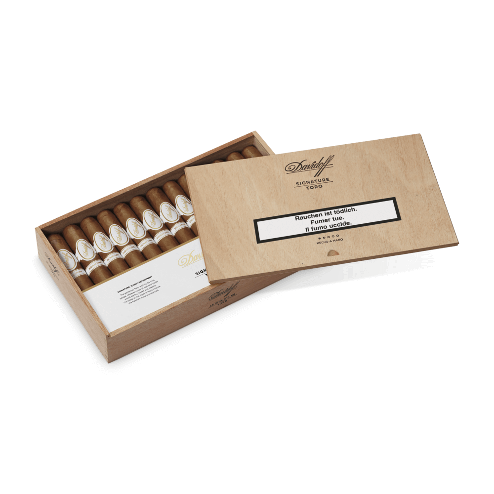 Offene Kiste mit Davidoff Signature Toro Zigarren