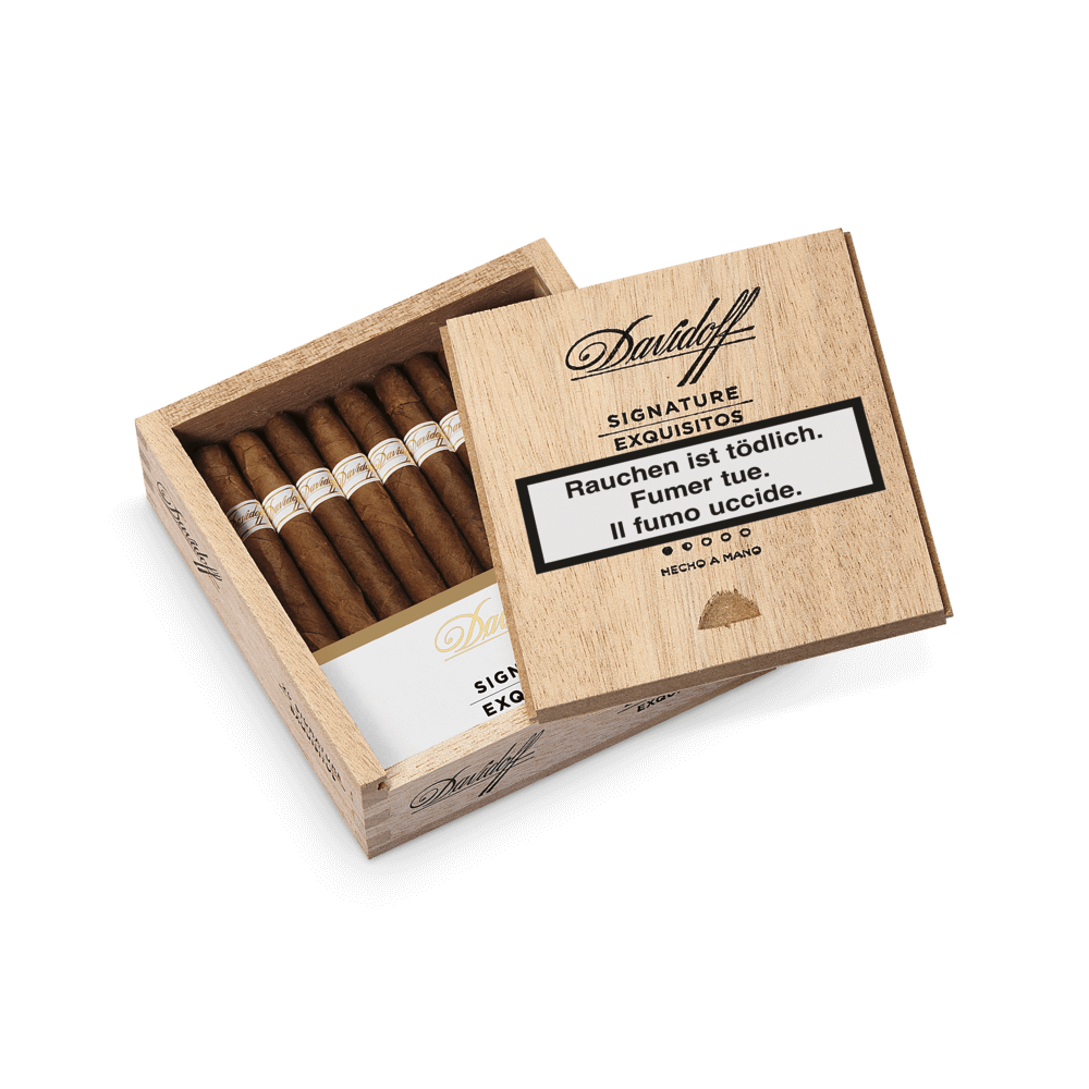 Offene Kiste mit Davidoff Signature Exquisitos Zigarren