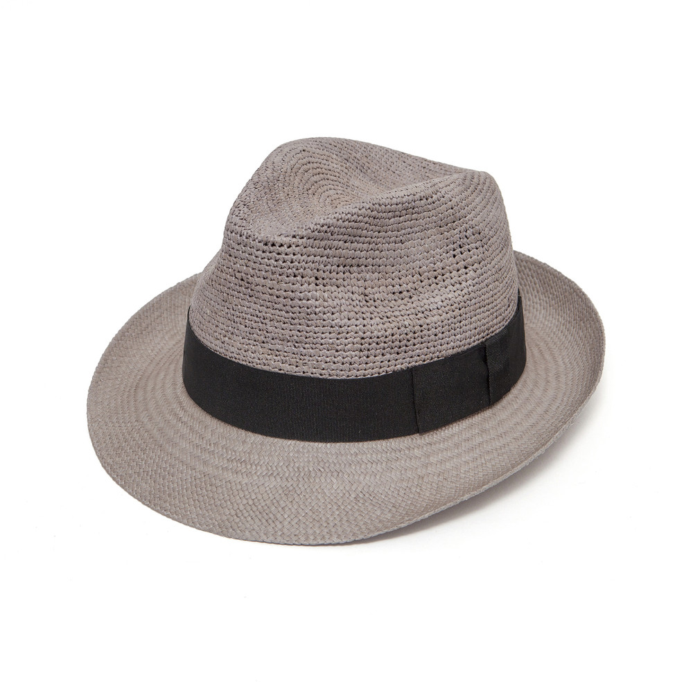 Crochet Crown Snap Trilby Panama - Stone