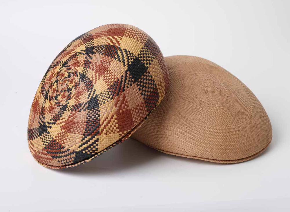 Panama Caps, as shown in Black/Cinammon/brown check and Cinammon
