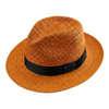 Crochet Crown Snap Trilby Panama - burnt orange