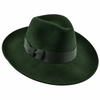 Forest green wool felt fedora hat with matching ribbon band - The Panama Hat Company