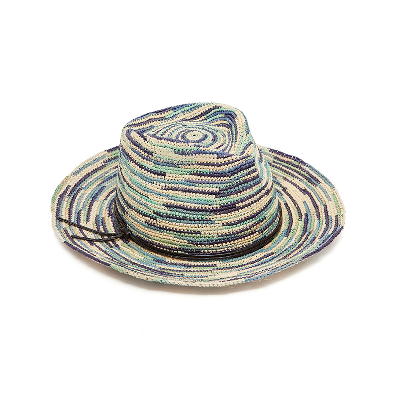 Ladies Crochet Trilby - Duck Egg Blue - The Panama Hat Company