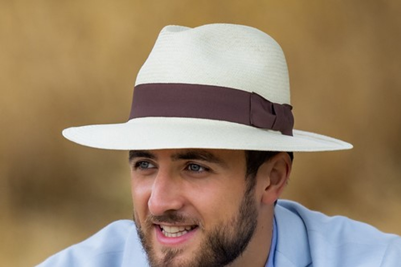 Down Brim Trilby Panama Hat - OPORTO - Cuenca 3/5 Chocolate band