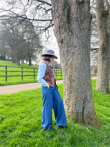 The Sophie - Cornflower & Cocoa Weave Panama 