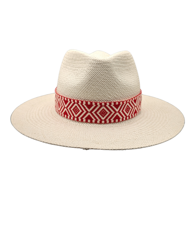 Special Edition Brisa Weave Maya Panama Trimmed in Red 