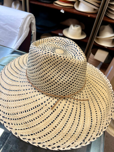 Mosaic Weave Panama Hat with Leather Band