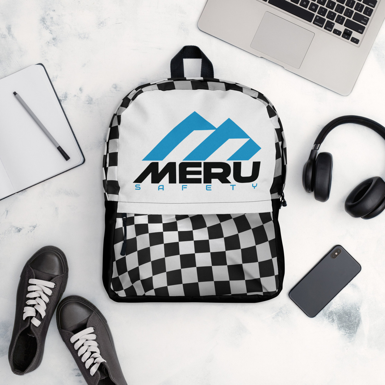 Checkered Flag Backpack White - Meru Safety