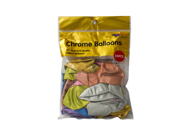 12” Assorted 25 Pcs Chrome Balloon