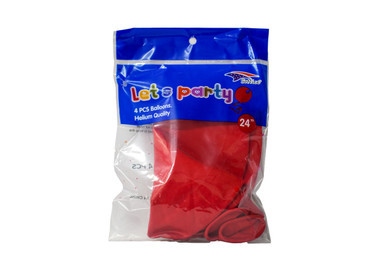 24" Red 4 Pcs Latex Balloon