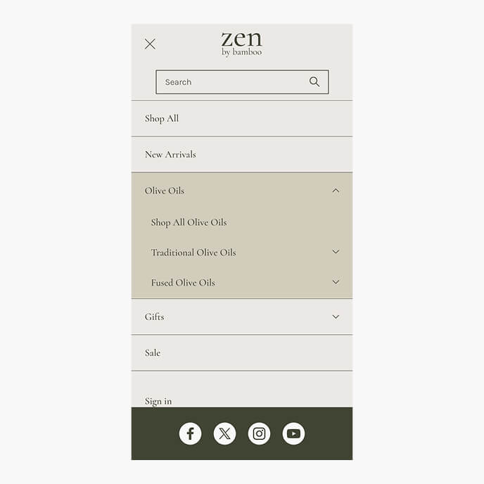 Zen mobile menu navigation