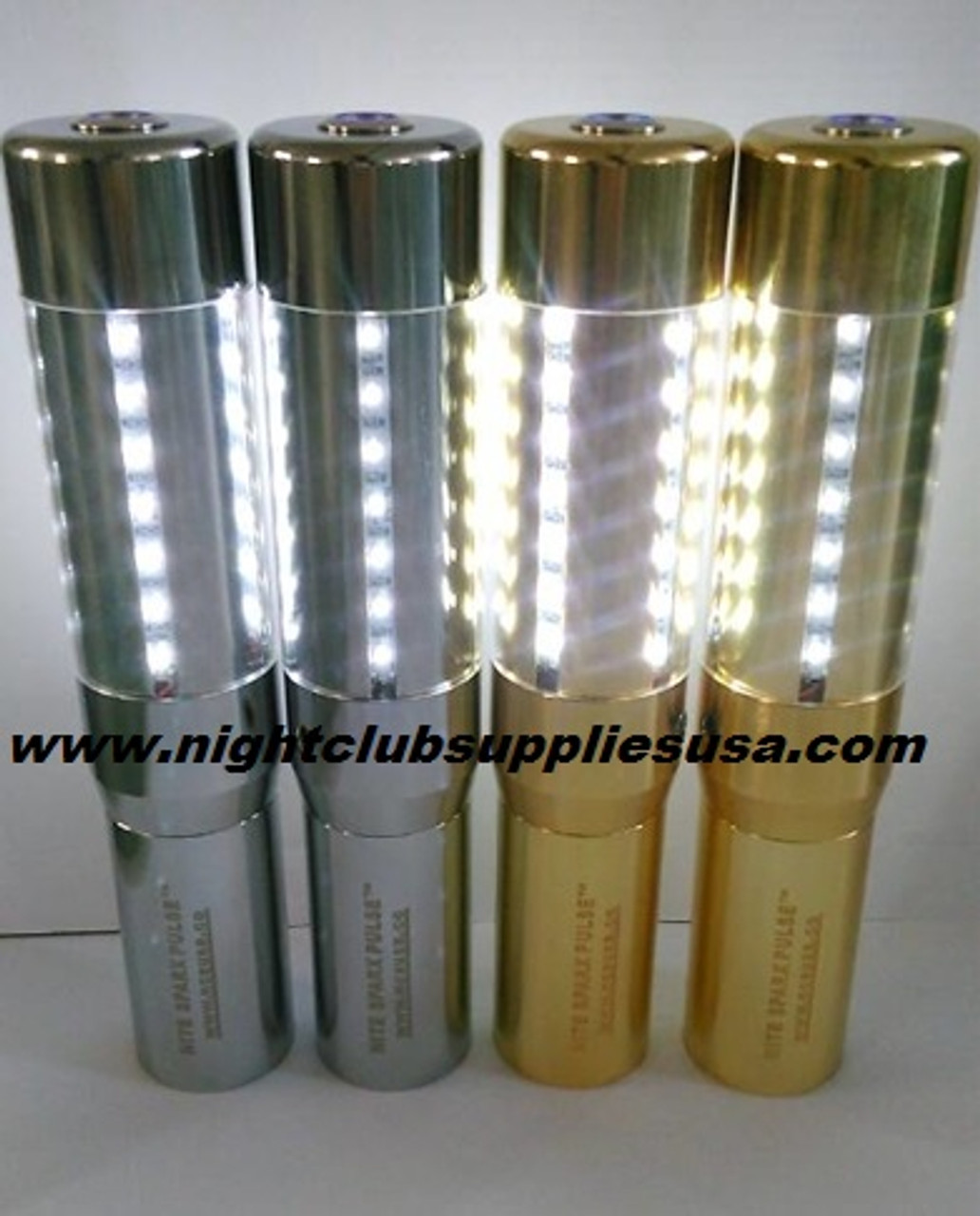  LED STROBE BATON BOTTLE TOPPER POLISHED GOLD CASE(NITE SPARX PULSE™)