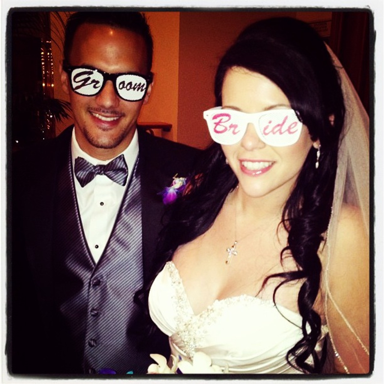 Printed sunglasses for bride and groom